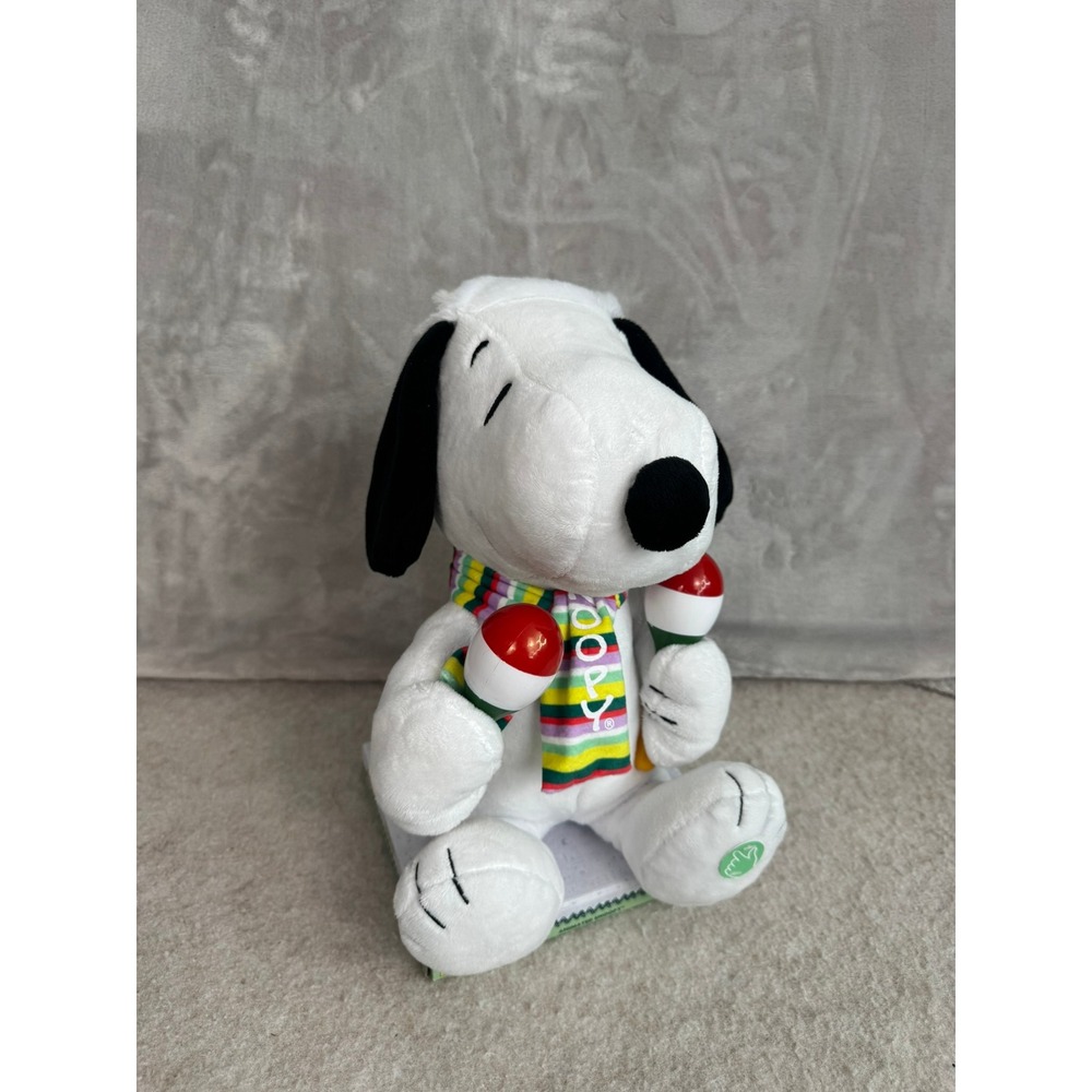 Peanuts Animated Snoopy Plush Toy with Scarf‎ and Nightcap Holiday Sounds